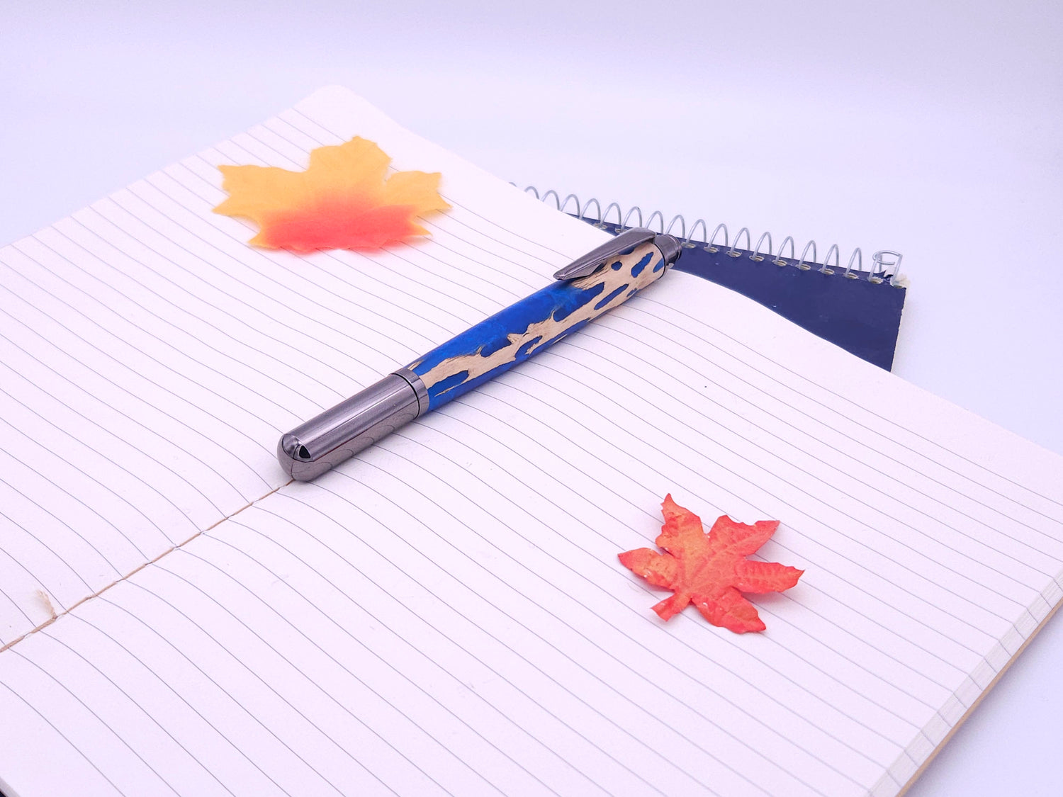 Rollester Gun Metal Rollerball Pen | Hybrid Cholla Cactus in Blue Resin