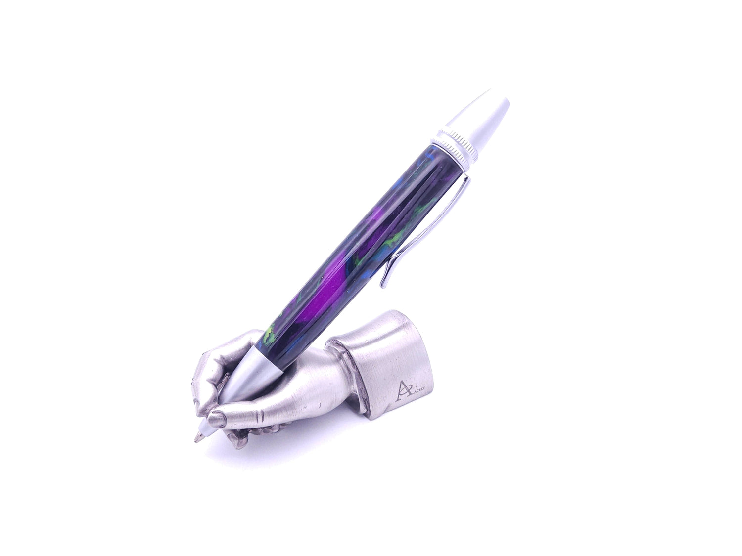 Polaris Satin Nickel Ballpoint Pen | Northern Lights DiamondCast Resin