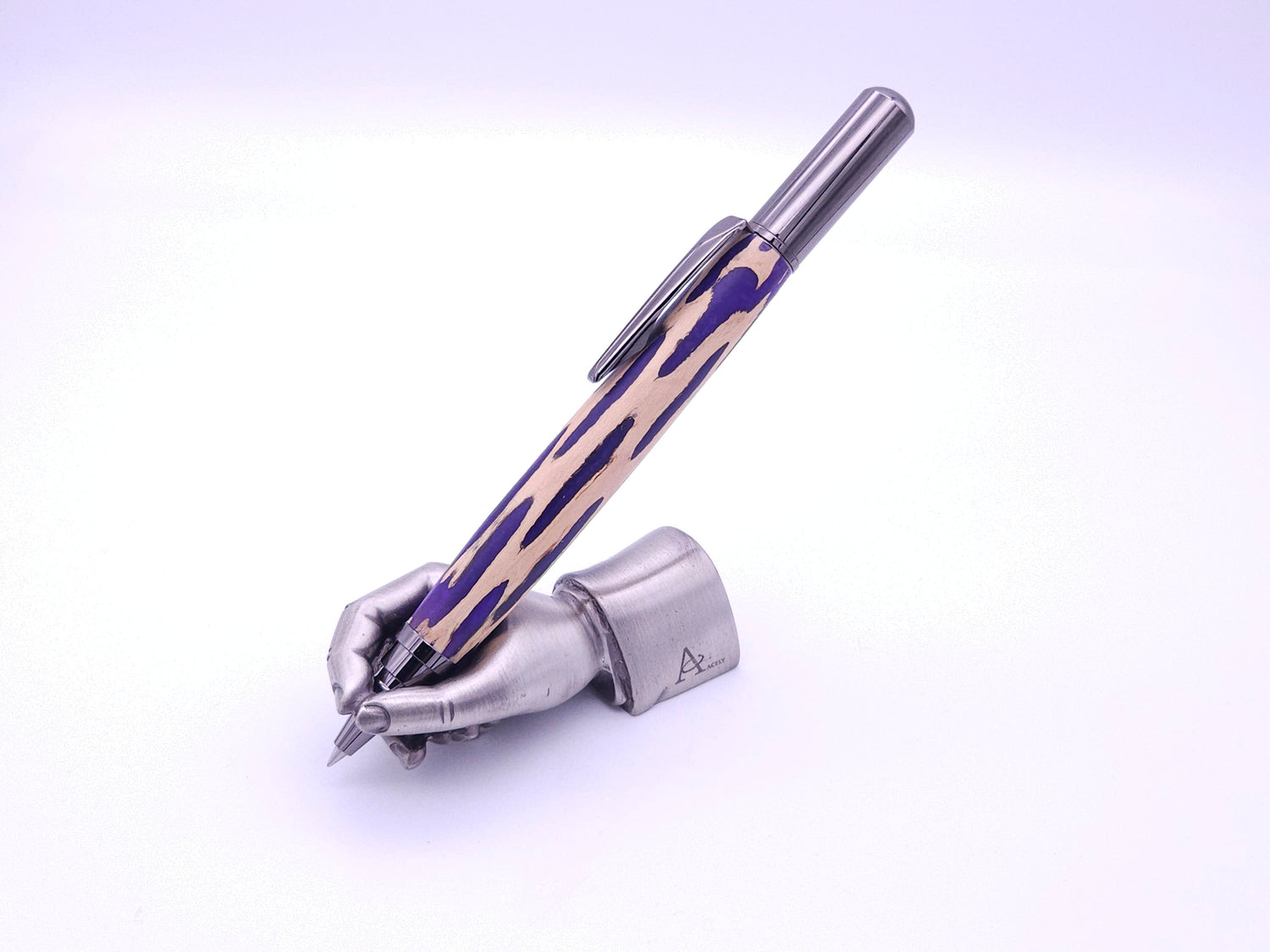 Rollester Gun Metal Rollerball Pen | Hybrid Cholla Cactus in Purple Resin