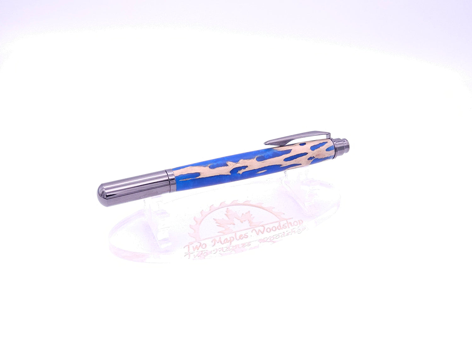 Rollester Gun Metal Rollerball Pen | Hybrid Cholla Cactus in Blue Resin